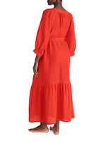 Joie Linen Tie-Waist Maxi Dress