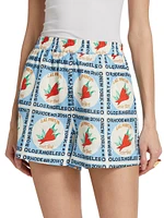 Audrina Printed Linen Shorts