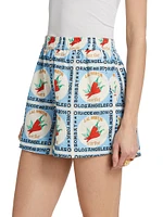 Audrina Printed Linen Shorts