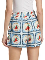 Audrina Printed Linen Shorts