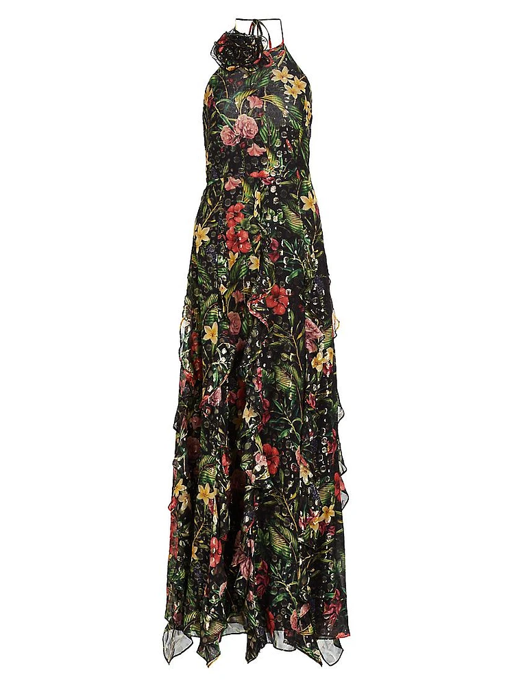 Idella Floral Halter Gown