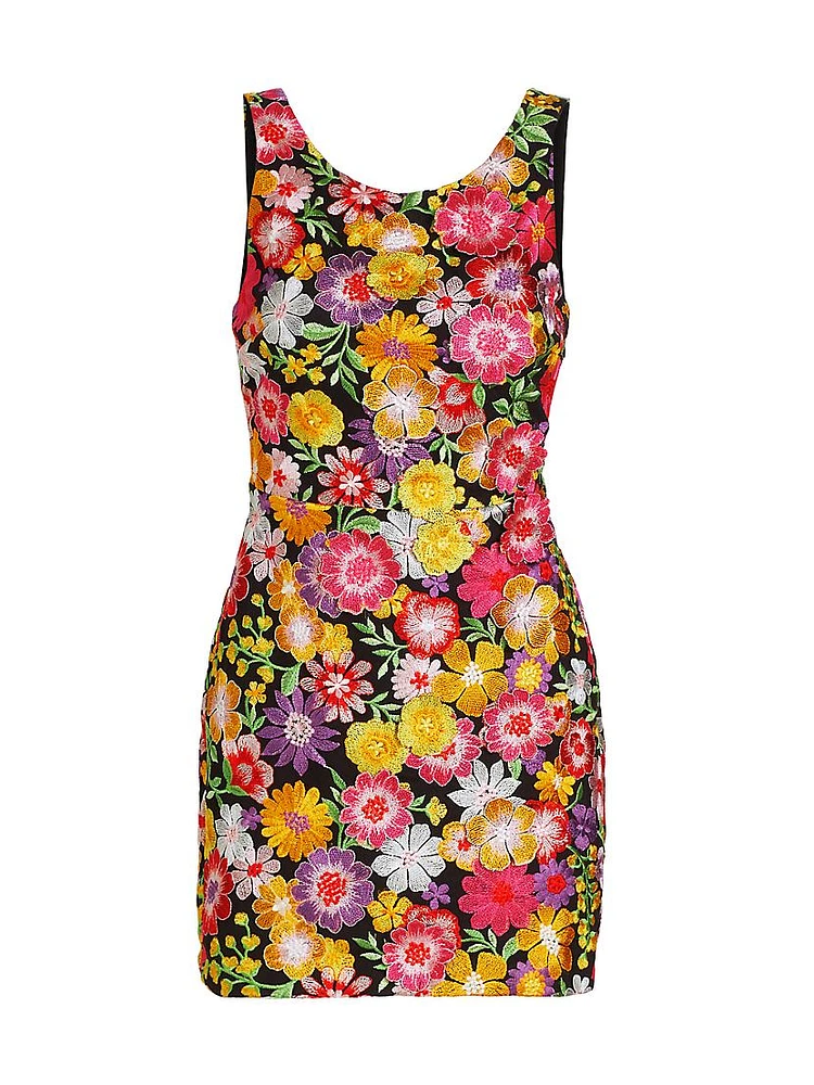 Julie Lattice-Back Floral Minidress