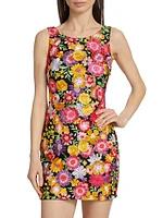 Julie Lattice-Back Floral Minidress