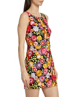 Julie Lattice-Back Floral Minidress