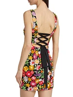 Julie Lattice-Back Floral Minidress