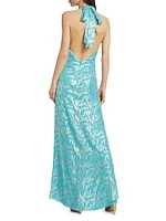 Leola Ruffled Metallic Silk Gown