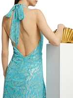 Leola Ruffled Metallic Silk Gown