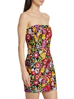 Isabell Floral-Embroidered Strapless Minidress