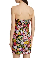 Isabell Floral-Embroidered Strapless Minidress