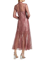 Arshe Embellished Illusion Cocktail Dress