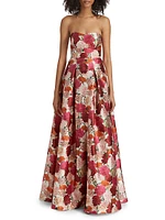 Giovanna Floral Jacquard Fit & Flare Gown