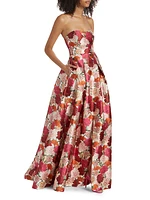 Giovanna Floral Jacquard Fit & Flare Gown