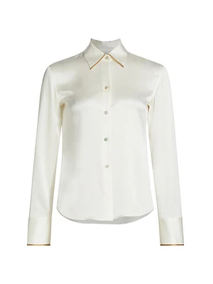 Tipped Satin Silk Shirt