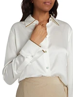 Tipped Satin Silk Shirt