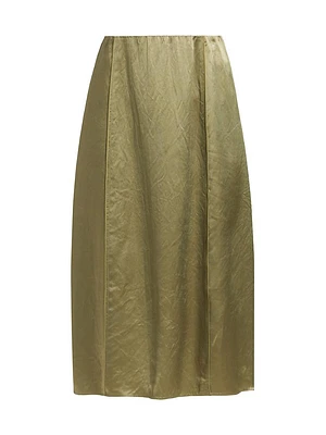 Satin Paneled Midi-Skirt