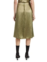 Satin Paneled Midi-Skirt