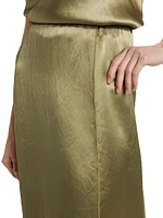 Satin Paneled Midi-Skirt