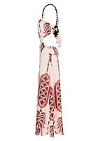 Anouk Palm Of Tiahuanaco Printed Linen Midi-Dress