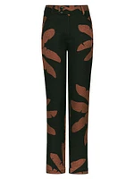 Great Basin Wool & Silk Jacquard Straight-Leg Pants