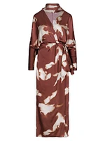 Anouk Mojave Trail Tie-Dye Silk Satin Wrap Dress