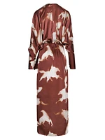 Anouk Mojave Trail Tie-Dye Silk Satin Wrap Dress