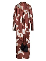 Anouk Mojave Trail Tie-Dye Silk Satin Wrap Dress