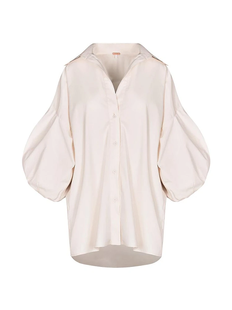 Anouk Ecru Flechada Cotton Poplin Shirt