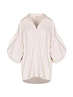 Anouk Ecru Flechada Cotton Poplin Shirt