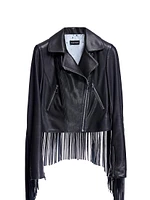 Leather Long Fringe Jacket