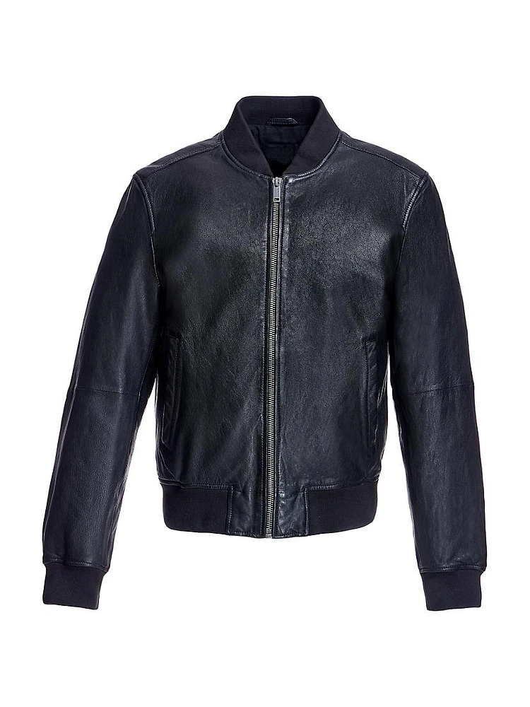 JM3088 Men's Leather Bomber Jacket