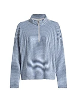 Bisous Stripe French Terry Quarter Zip Tee