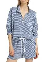 Bisous Stripe French Terry Quarter Zip Tee