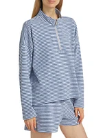 Bisous Stripe French Terry Quarter Zip Tee