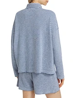 Bisous Stripe French Terry Quarter Zip Tee