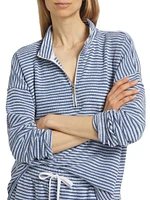 Bisous Stripe French Terry Quarter Zip Tee