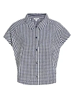 Gabrielle Gingham Cotton-Blend Top