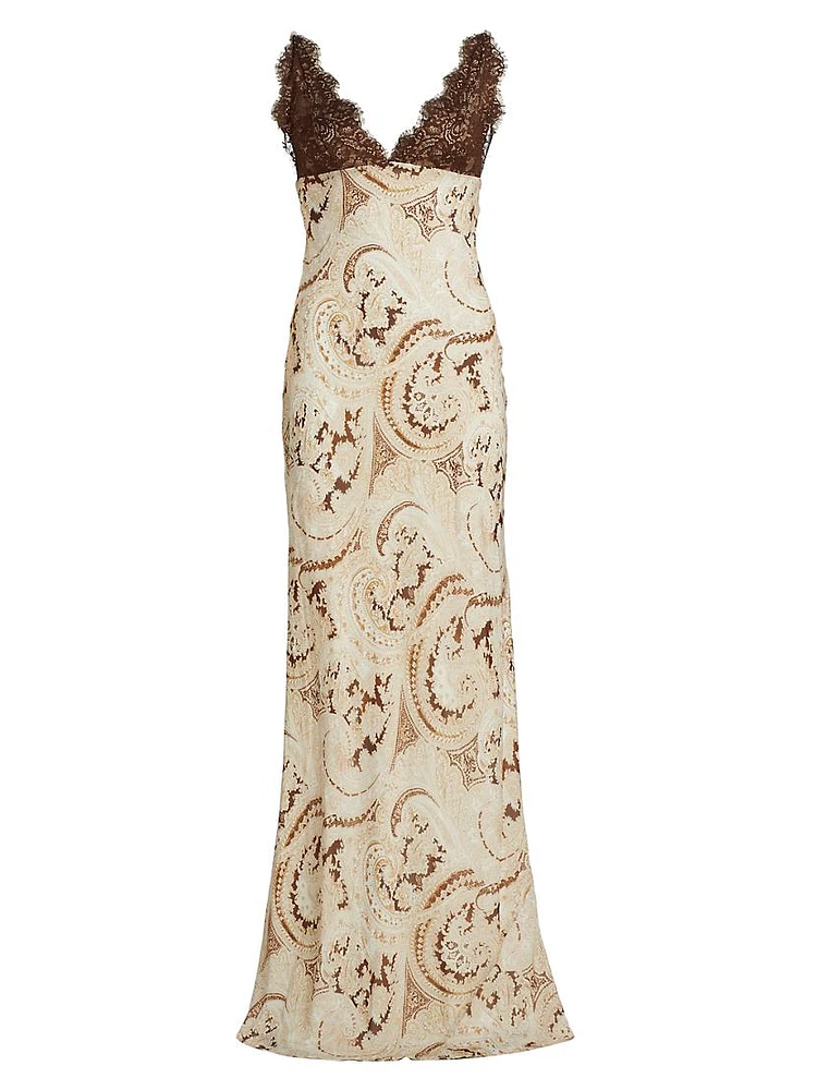 Susanna Paisley Silk Lace Maxi Dress