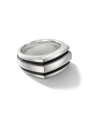 Deco Cigar Band Ring in Sterling Silver, 13MM