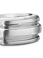 Deco Cigar Band Ring in Sterling Silver, 13MM