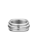 Deco Cigar Band Ring in Sterling Silver, 13MM