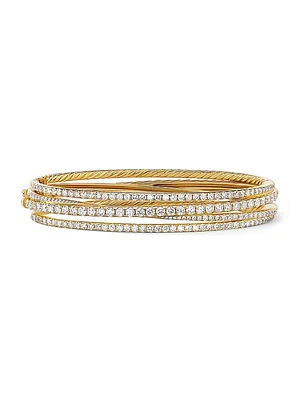 Pavé Crossover Three Row Bracelet in 18K Gold