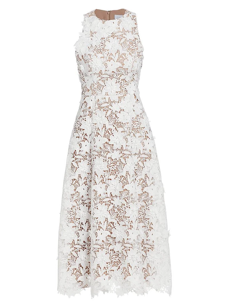 Findlay Floral Lace Sleeveless Midi-Dress