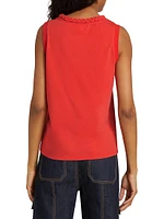 Stretch-Cotton Braided Tank