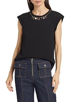 Je T'aime Necklace Cap-Sleeve Top