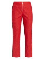 Loren Front-Zip Crop Pants