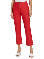 Loren Front-Zip Crop Pants