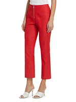 Loren Front-Zip Crop Pants