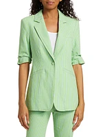 Khloe Striped Stretch Denim Blazer