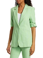 Khloe Striped Stretch Denim Blazer