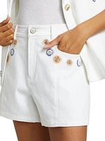 Brea Ditsy Dots Embroidered Denim Shorts